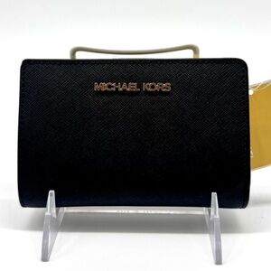 Michael Kors Medium Jet Set Travel Zip Chain Bifold Wallet - Brown Signature